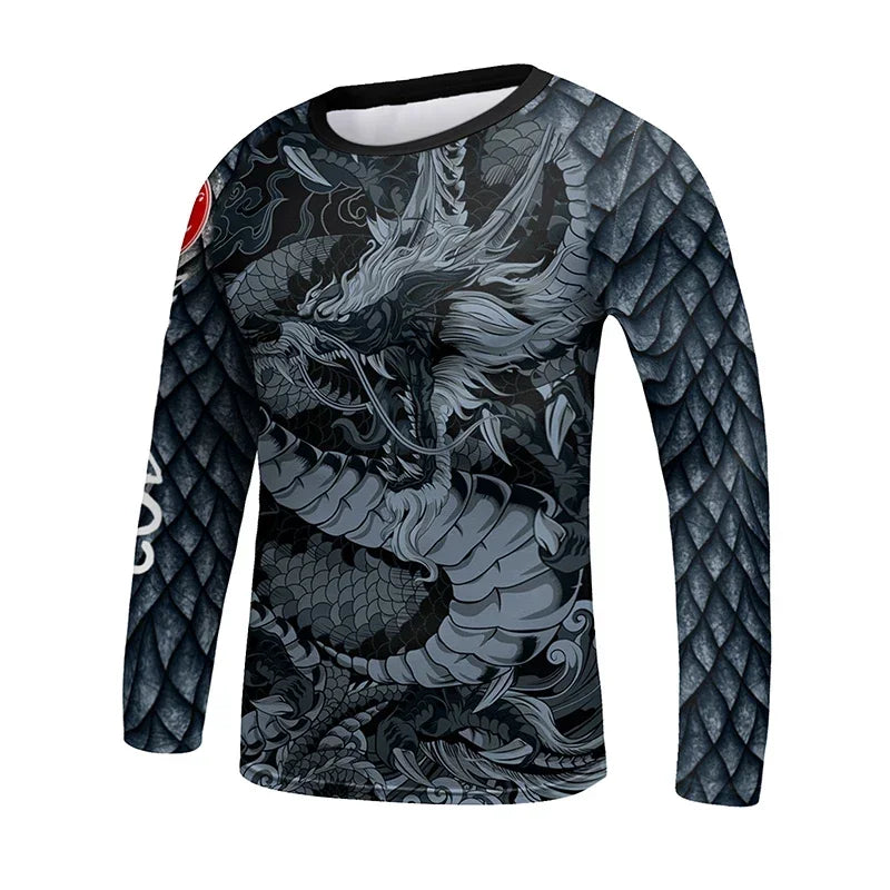 Vêtements de sport à compression pour enfants, survêtement de course pour garçons, ensemble t-shirt et pantalon Muay Thai, MMA BJJ Training Sportedly