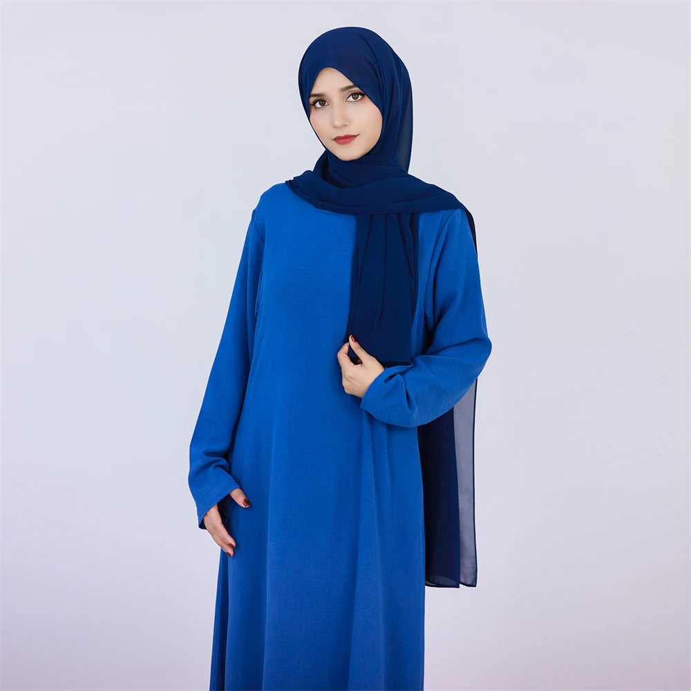 Noir blanc rose solide dubaï modeste sous Robe Abaya Islam caftan musulman avec poches robes pour femmes Robe Femme Musulmane