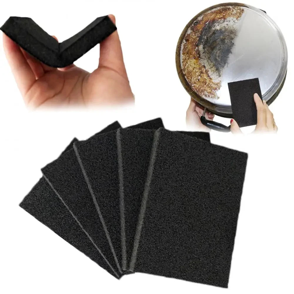 Éponge de nettoyage émeri noire, brosse de nettoyage, Agent détartrage, chiffon d'essuyage, Pot à récurer, outils de cuisine, Nano éponge, 3/5 pièces
