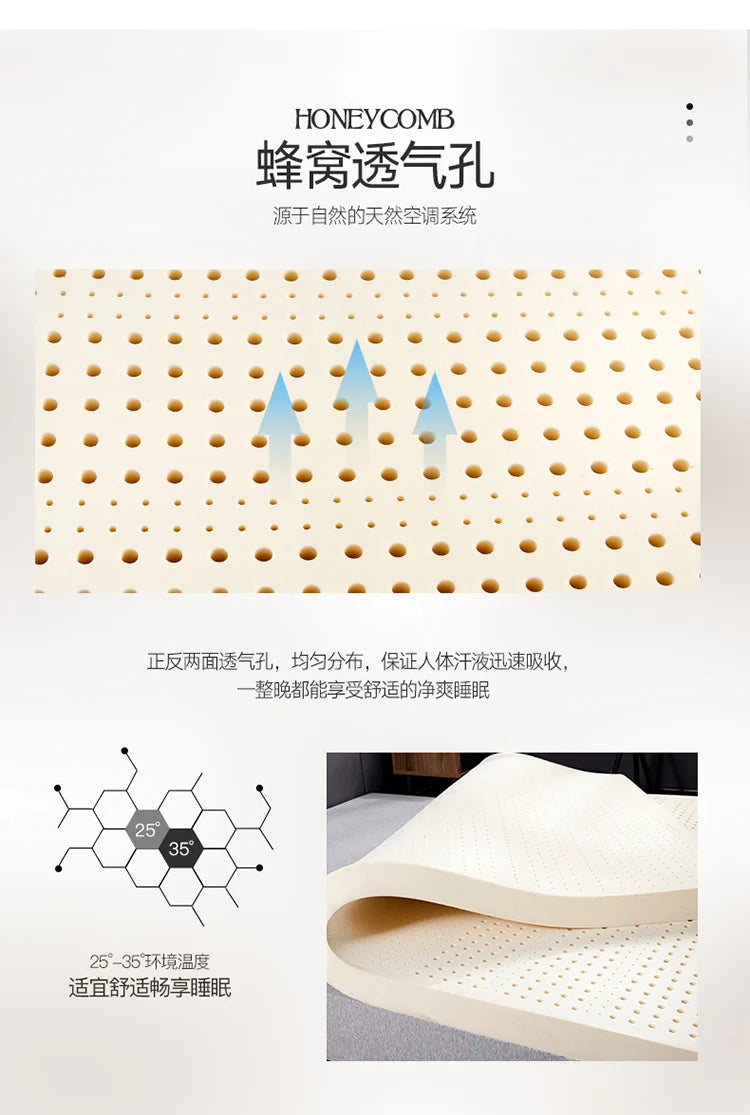 Matelas en latex naturel 100% thaïlandais, liquide, pour la maison, simple, double, avec housse, King Queen Twin, pleine taille