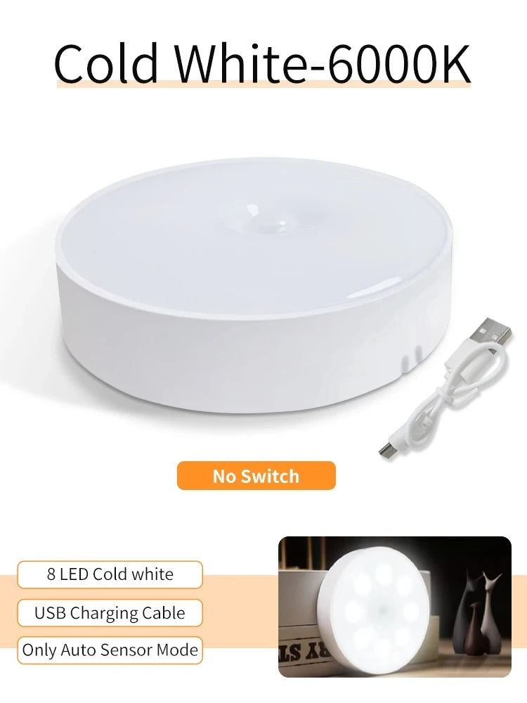 Lampe intelligente avec détecteur de mouvement, Rechargeable par Usb, lumière blanche chaude pour cuisine, escaliers, couloir, placard, chambre à coucher