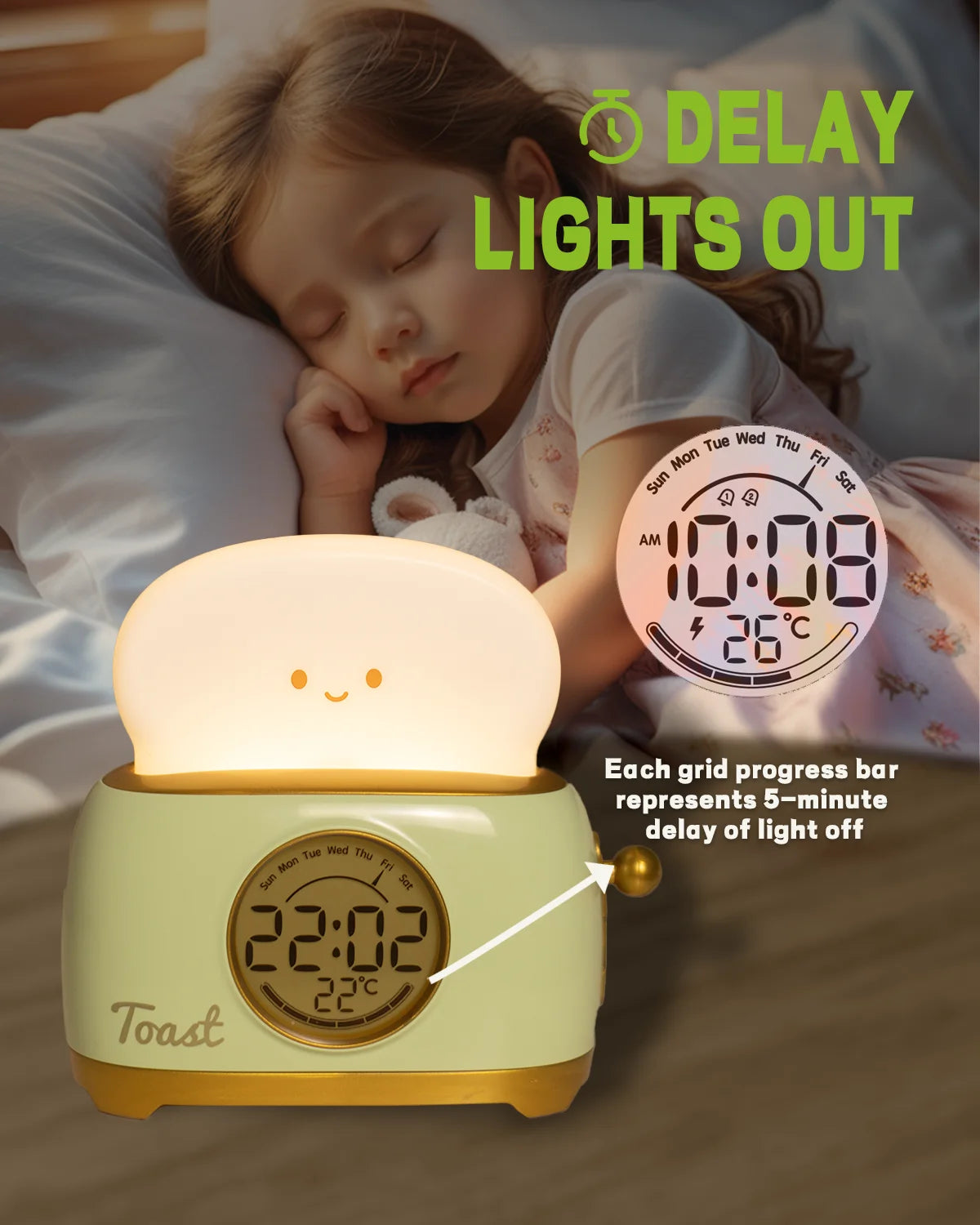 Veilleuses de réveil LED, veilleuse de chevet créative, lampe de bureau, éclairage intérieur, minuterie USB, lumière à intensité variable, cadeaux pour enfants
