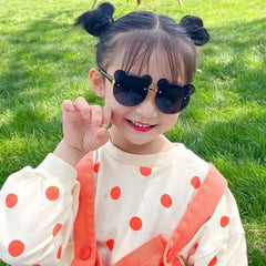 Lunettes de soleil pour enfants, ours de dessin animé mignon, pour garçons et filles, sans monture, UV400, pour voyage en plein air, ski