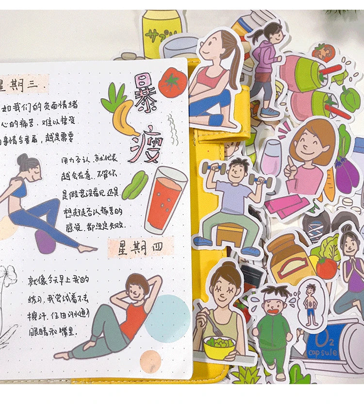 Autocollants pour manuel de nourriture légère, 25 pièces, perte de poids, sport, nutrition, Yoga, course à pied, manuel, Album journal intime, décoration étanche