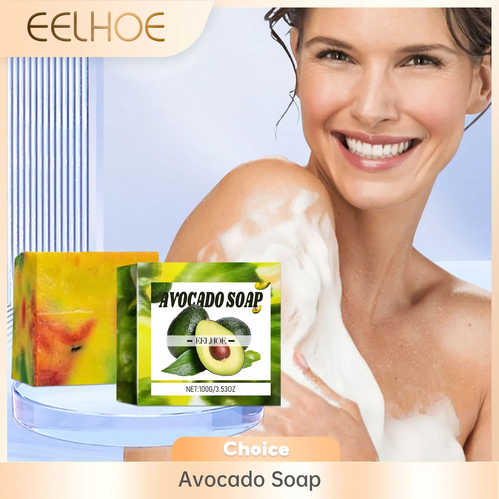 Savon d'avocat nettoyant pour le corps hydratant contrôle de l'huile lissage de la peau peau tendre même ton enlever la saleté peau rajeunie soin du corps