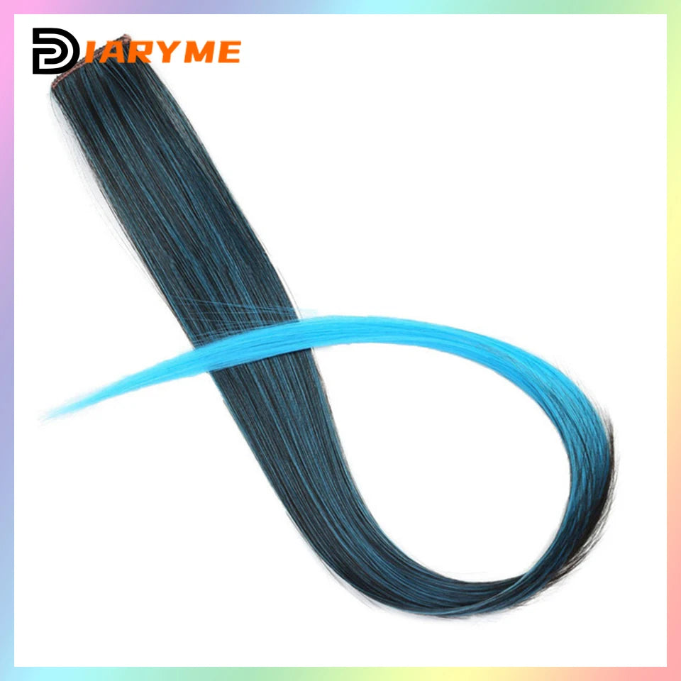 Colorful curly synthetic hair extensions for girls, long clip-in hairpiece, multicolored party strands, wig piece, for women and children