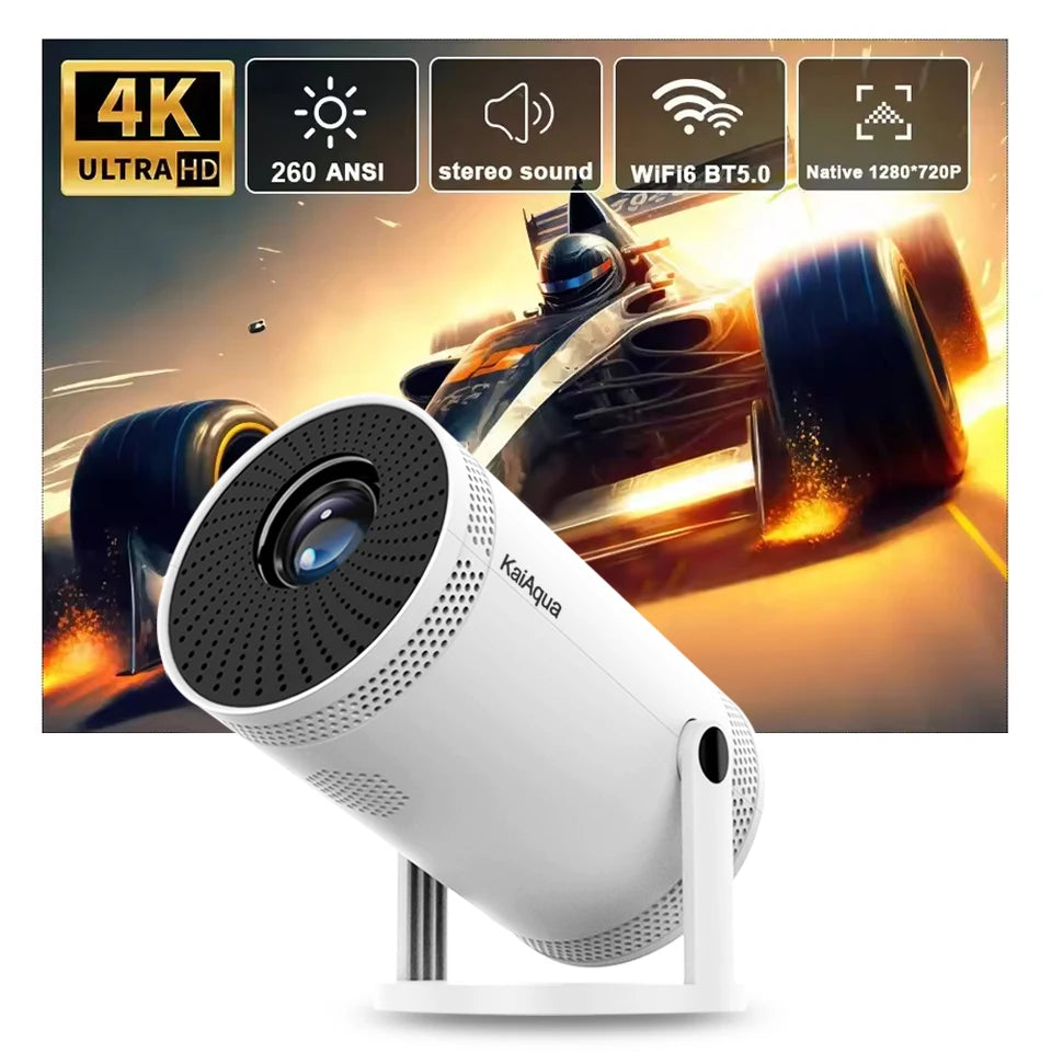 Projecteur domestique 4K 1280*720P double Wifi HDMI 260ANSI 180 ° Projecteur portatif extérieur flexible de cinéma vidéo BT5.0 nouveau PK HY300 Pro