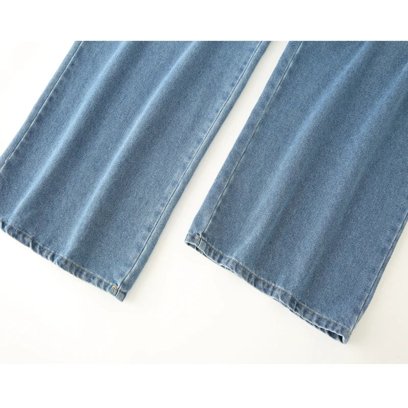 MUJER 2025 Women's Blue Baggy Jeans for Women, High Waisted Mom Jeans, Wide Leg Denim Pants, Summer Jeans
