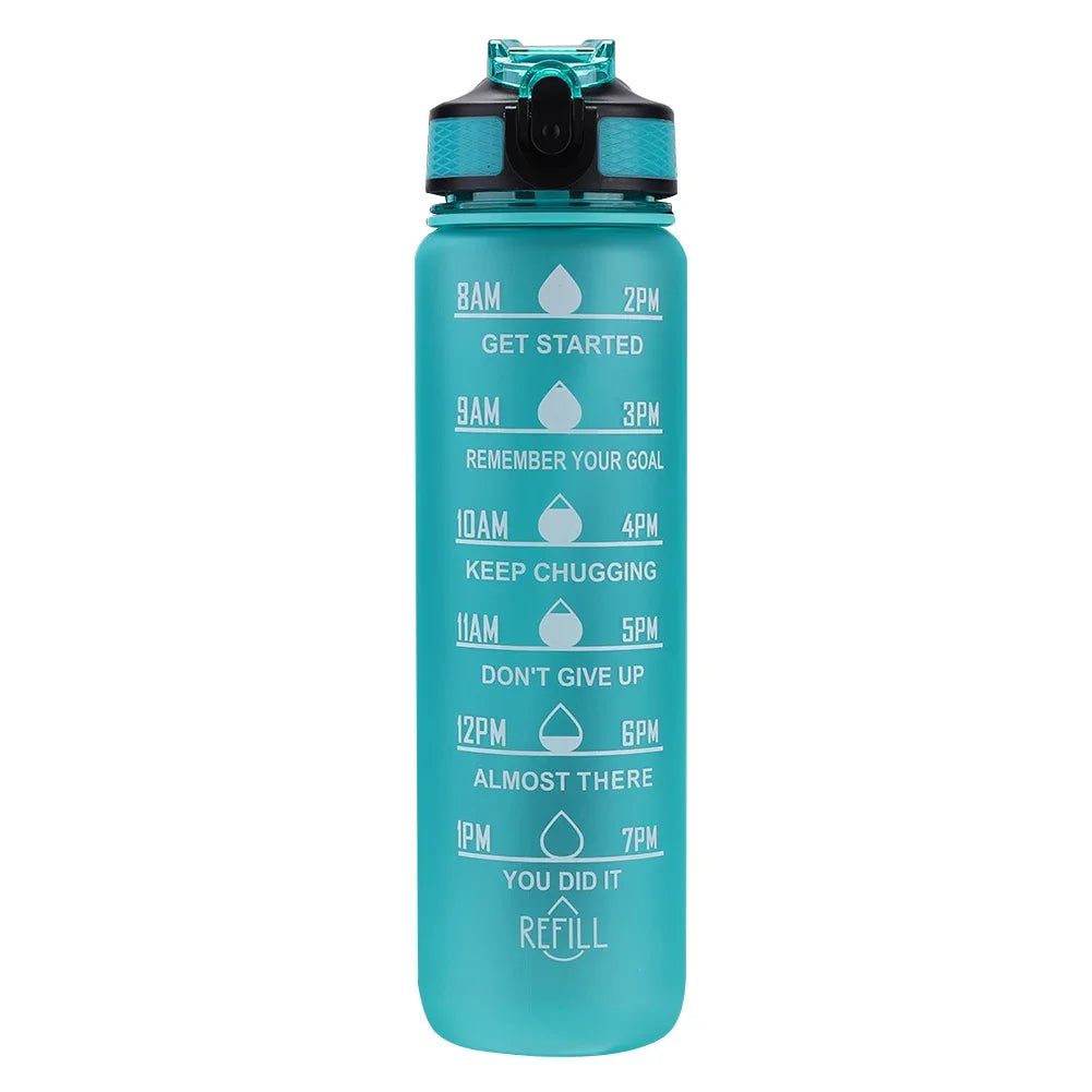 Bouteille d'eau de sport de motivation étanche, carafe à boire HI, carafe de fitness en plein air, carafe de voyage, standardisation de cuisine, 1 litre