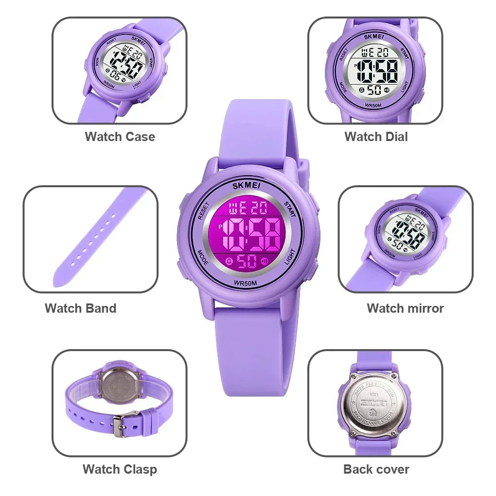 SKMEI 1721 étanche alarme enfant montres montre enfant garçons filles Sport enfants montre coloré Led enfants montres numériques