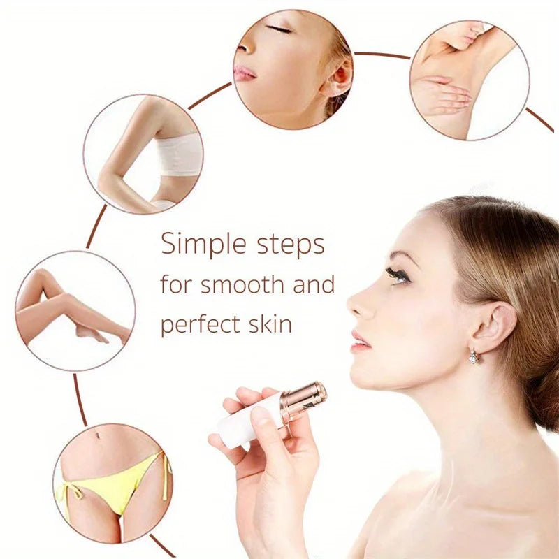 Replacement heads for facial hair removal, for a flawless finish, touch-sensitive facial hair removal tool for women, 4-point view