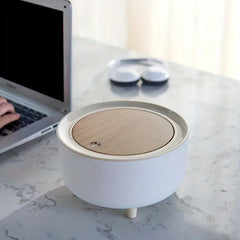Poubelle ronde avec couvercle, poubelle blanche avec pied, corbeille à papier, poubelle pour chambre, cuisine, bureau, salon