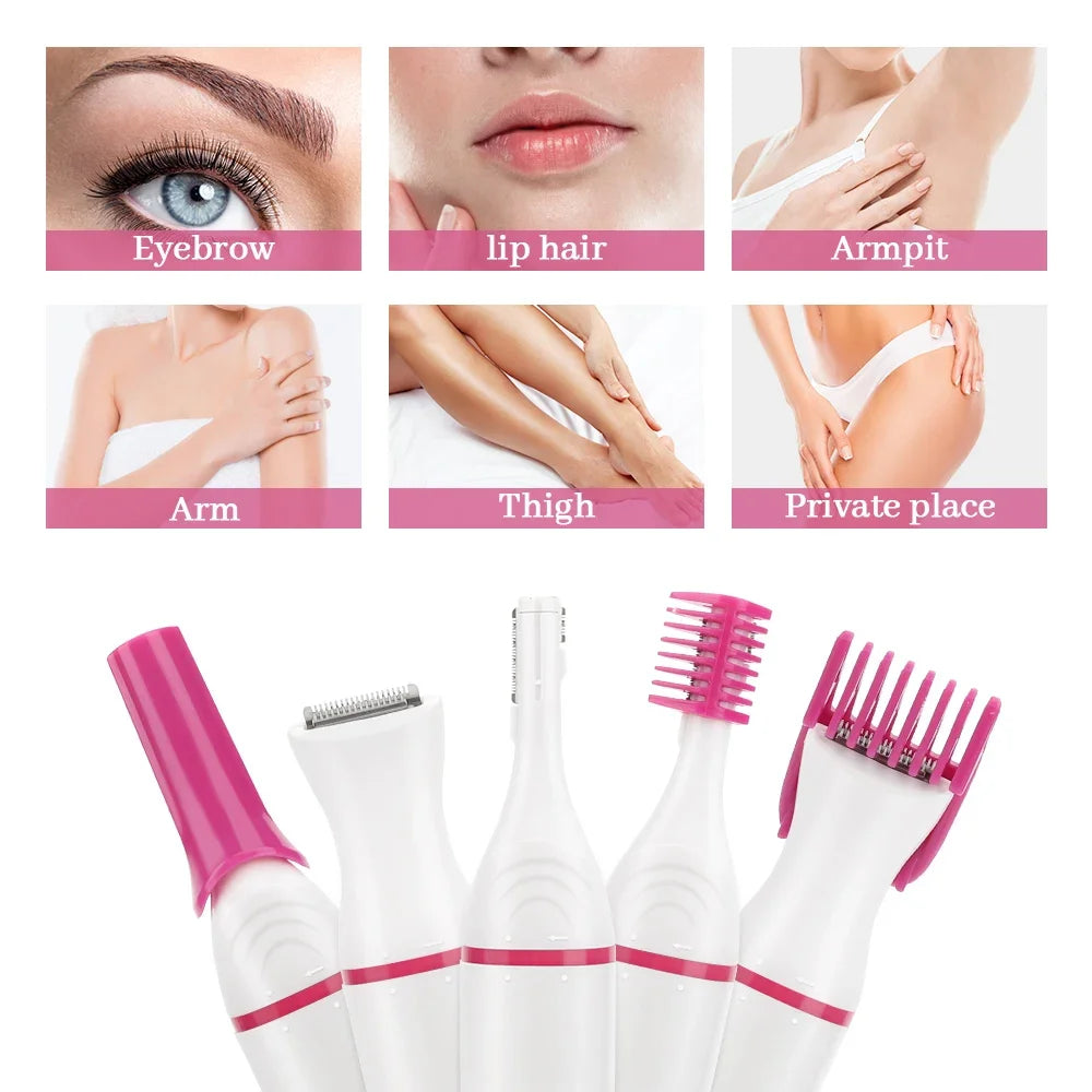 Femmes épilation électrique rasage femme Machine à raser 5 en 1 multifonction Mini rasoir tondeuse rasoir pour sourcils aisselles