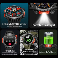 Montre intelligente étanche avec éclairage LED pour homme, boussole, tracker de fitness sportif, IP68, Bluetooth, conversation, Android, iOS