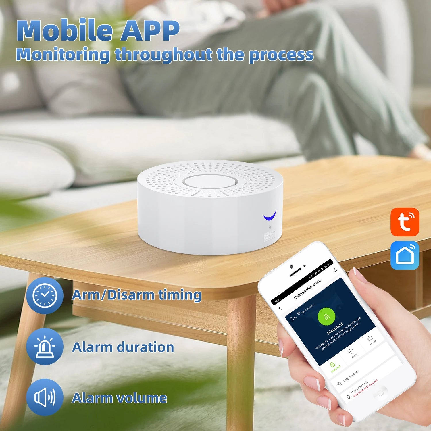 Système d'alarme de sécurité sans fil avec capteur de mouvement, sirène anti-cambriolage, Wi-Fi, maison intelligente, tournesol, application Smart Life