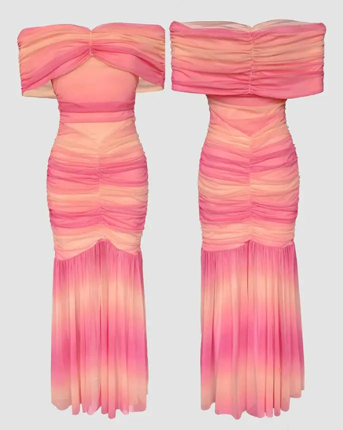 Robes pour femmes 2025 élégant Sexy épaules dénudées froncé taille cintrée robe de soirée coupe ajustée sirène ourlet robe de soirée