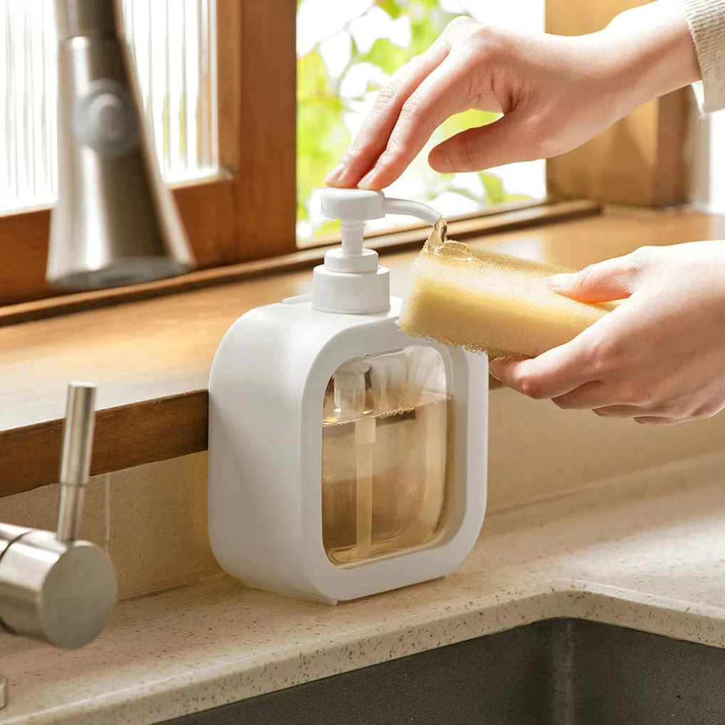 Bouteille distributrice de savon de grande capacité, bouteille de presse en plastique transparent et visible, adaptée aux voyages, à la cuisine, à la salle de bain