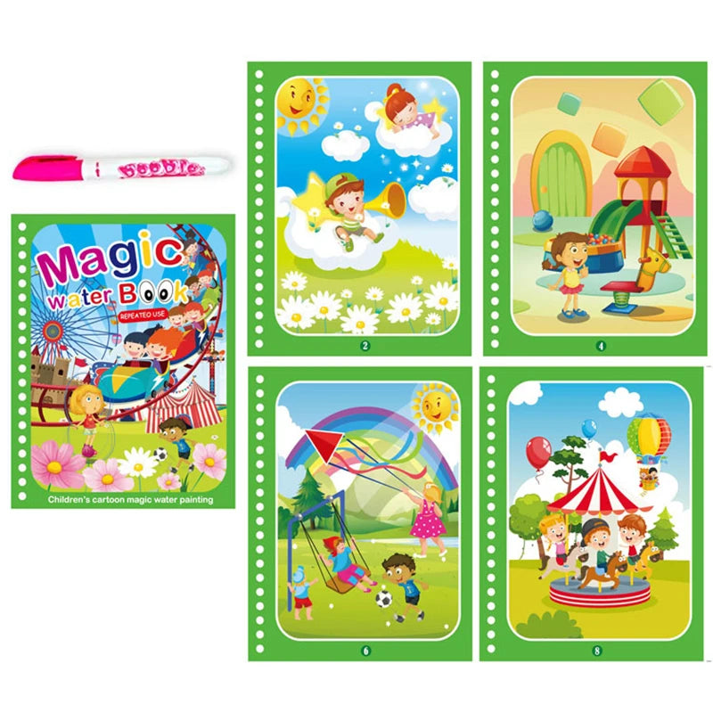 Jouets d'éducation précoce pour enfants, livre magique avec stylo, dessin à l'eau, jouets Montessori, livre de coloriage réutilisable, livre de dessin magique