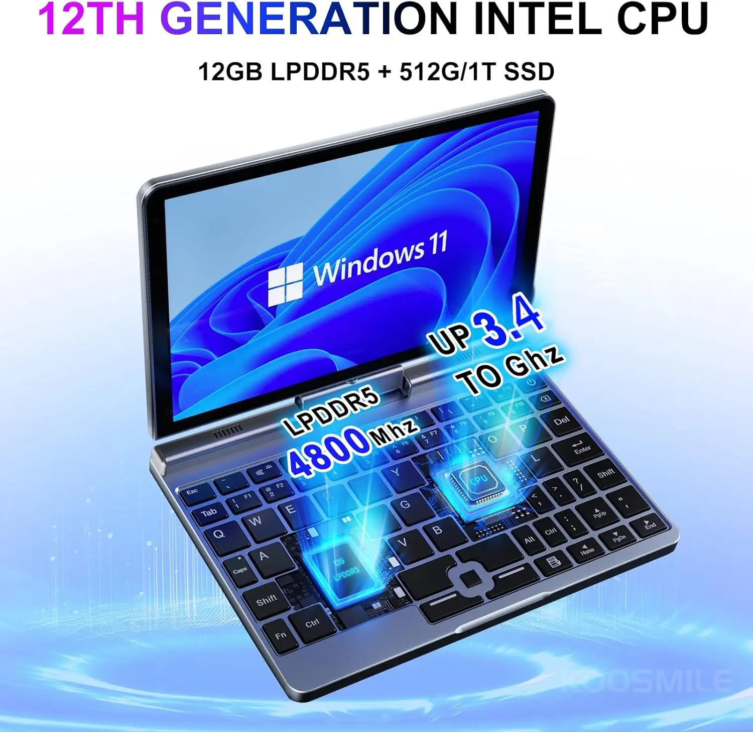Mini ordinateur Portable windows 11 8 pouces écran tactile ordinateur Portable N150 12GB + 1 to IPS Netbook Win 11 Pro Mini PC Micro ordinateur