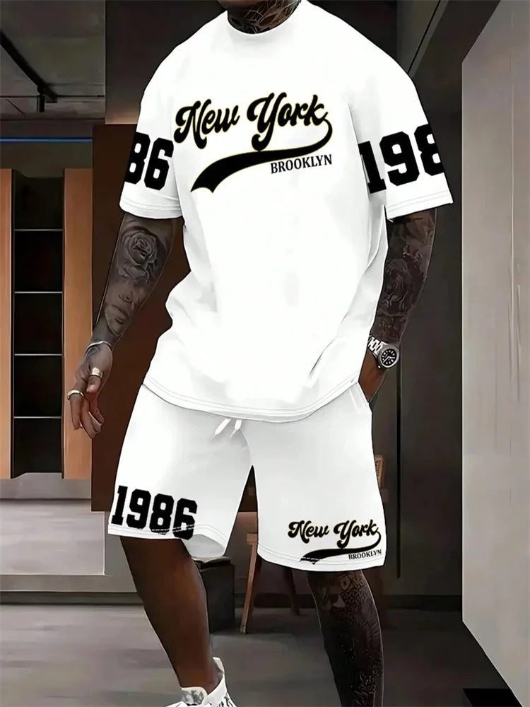 2025 Nouveau Casual Hommes Ensemble, Taille 23 Impression Numérique, L'été Rue De La Mode, Respirant Et Confortable, Sports de Plein Air
