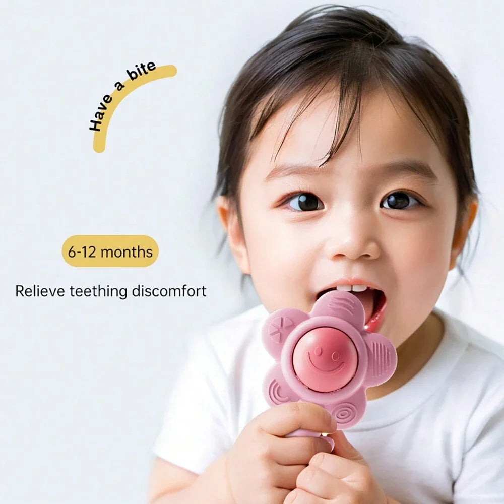Un anneau de dentition et hochet pour bébés : son, jouet à croquer, apprentissage et divertissement précoces, anneau de dentition, hochet, fonction de préhension 3 en 1