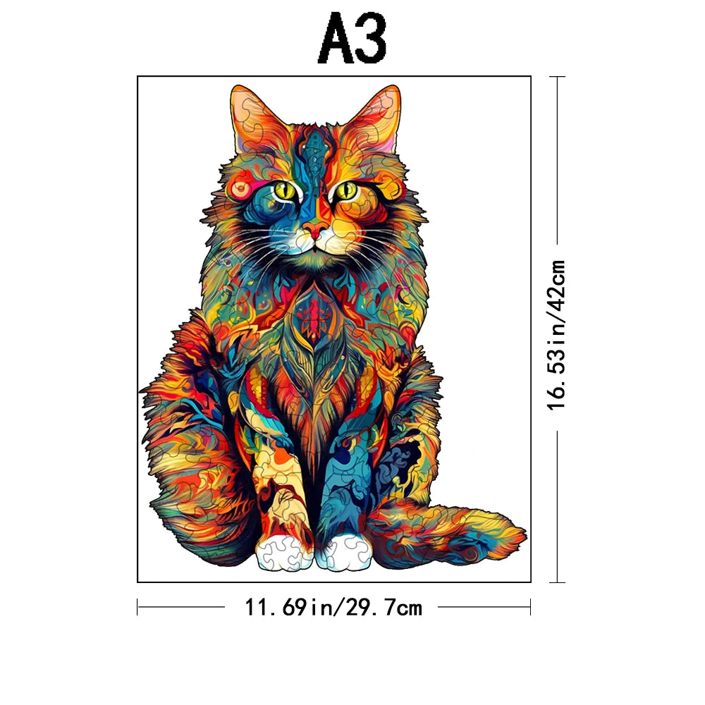 Puzzle en bois en forme d'animal irrégulier pour chat, jouet de haute difficulté, anniversaire, Noël, document proxy