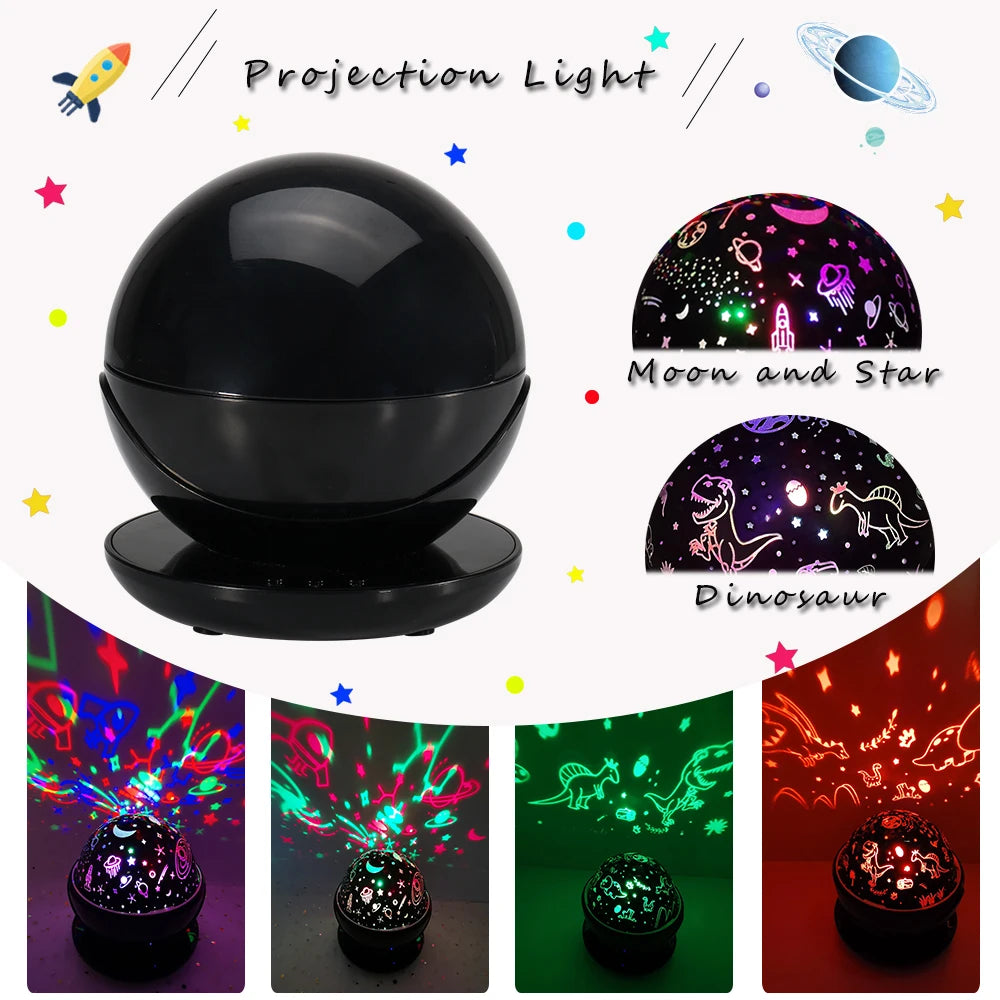 Veilleuse pour enfants dinosaure chambre décor pour garçons LED galaxie projecteur Rotation lampe de nuit projecteur ciel lumières cadeaux de noël