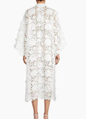 Robe femme faite à la main 3D brodée creuse robe design robe blanche pure robe de soirée élégante robe de banlieue