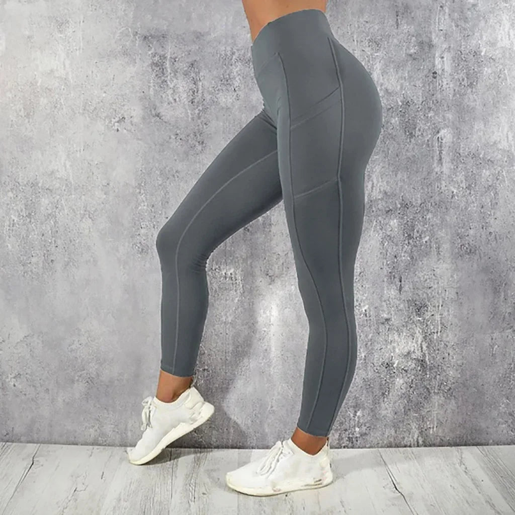 Yoga Fitness femmes Leggings taille haute collants avec poche gymnastique entraînement course extensible Sexy bout à bout levage décontracté pantalon maigre