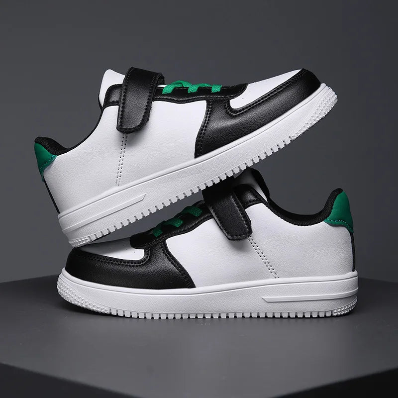 Chaussures noires pour enfants, baskets de sport en cuir pour garçons de 6 à 12 ans, décontractées, de Tennis, nouvelle collection 2024