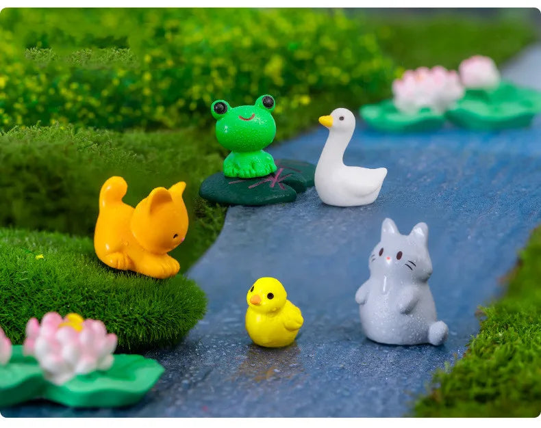 17 sortes d'animaux mignons, Figurines décoratives, Micro Zoo, accessoires miniatures, Mini canards, maison de poupée, décoration de jardin féerique