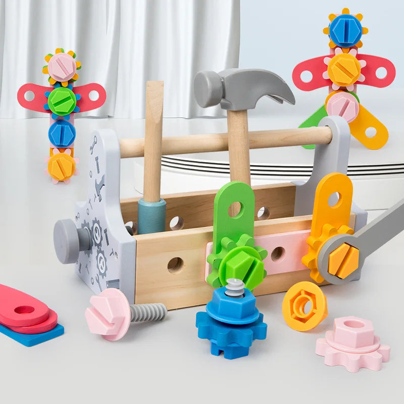 Jouets en bois, ensemble de jeu de Simulation, boîte à outils pour enfants, démontage d'écrou, assemblage de vis, jeux de réparation de Simulation, jouets sensoriels éducatifs