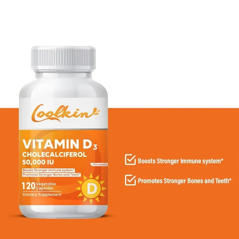 Vitamine D3 haute puissance 50 000 UI - 120 capsules végétariennes - Supplément de vitamine D sans gluten sans OGM