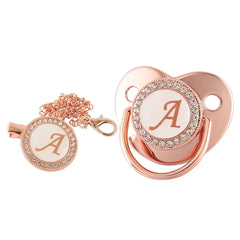 26 lettres bébé attache-sucette or Rose Bling porte-sucette Silicone sucette mamelon factice bébé douche cadeaux