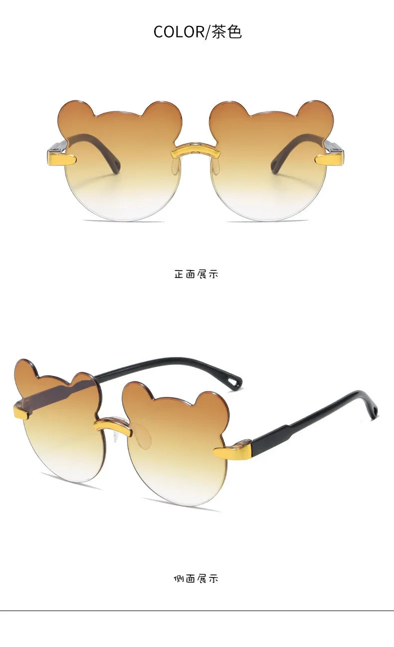 Lunettes de soleil pour enfants en forme d'ours lunettes pour enfants dessin animé sans monture UV400 lunettes pour enfants en plein air Anti-éblouissement filles garçons lunettes de soleil