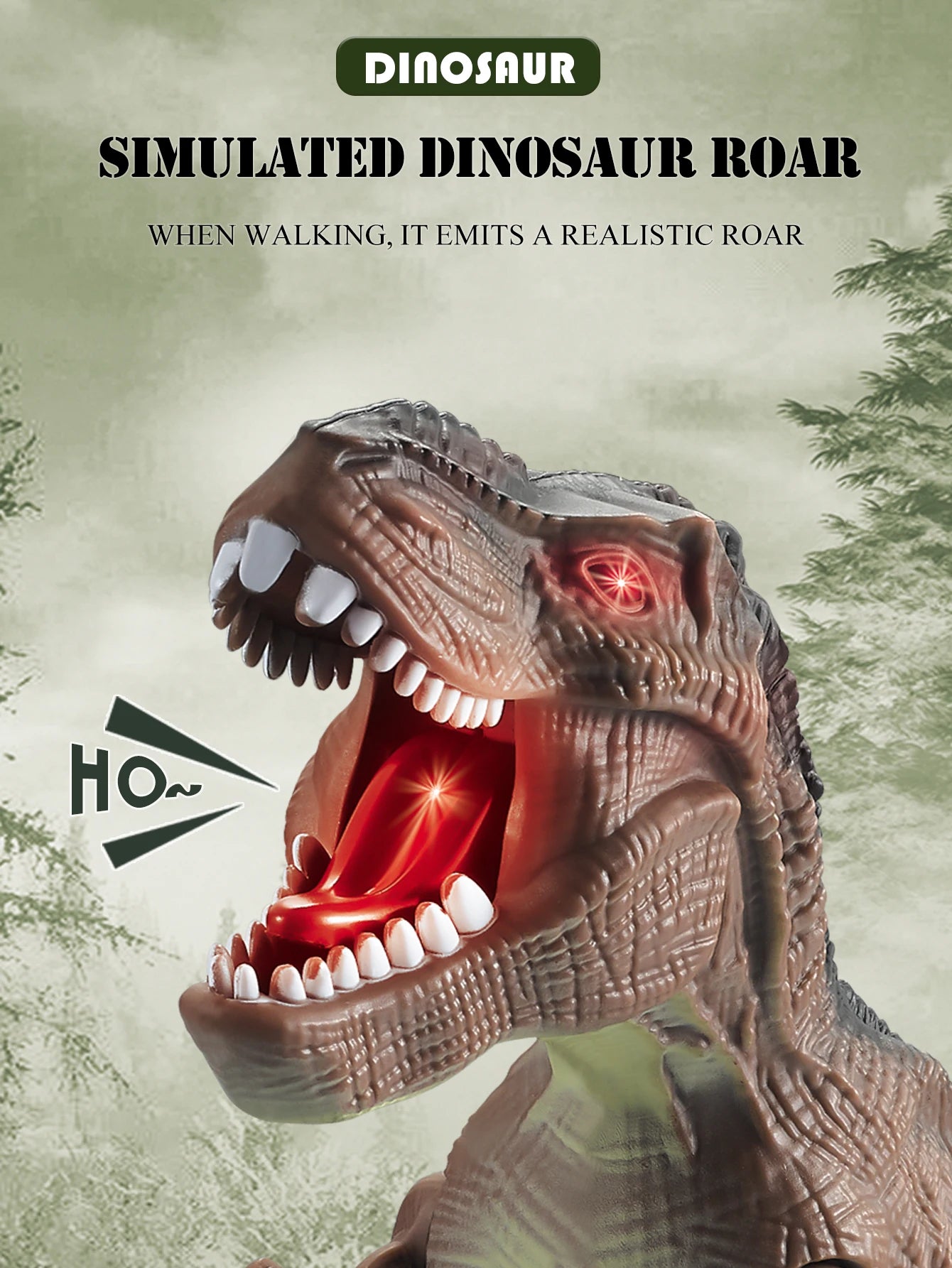 Dinosaur toys for children 3+, electric audiovisual dinosaur model, electronic walking robot, dinosaur toy, battery not included