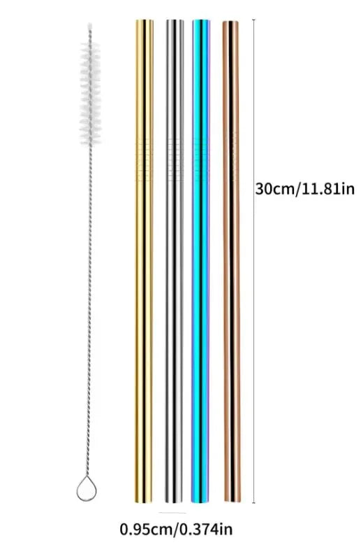 Paille de rechange en acier inoxydable 304, 4 pièces, Compatible avec le gobelet de 30 Oz 40 Oz, 4 pailles réutilisables avec brosse de nettoyage