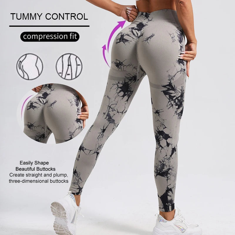 WAREBALL nouveau cravate colorant pantalons de Yoga Leggings de gymnastique femmes sans couture taille haute Push Up Sport collants Fitness entraînement Leggins