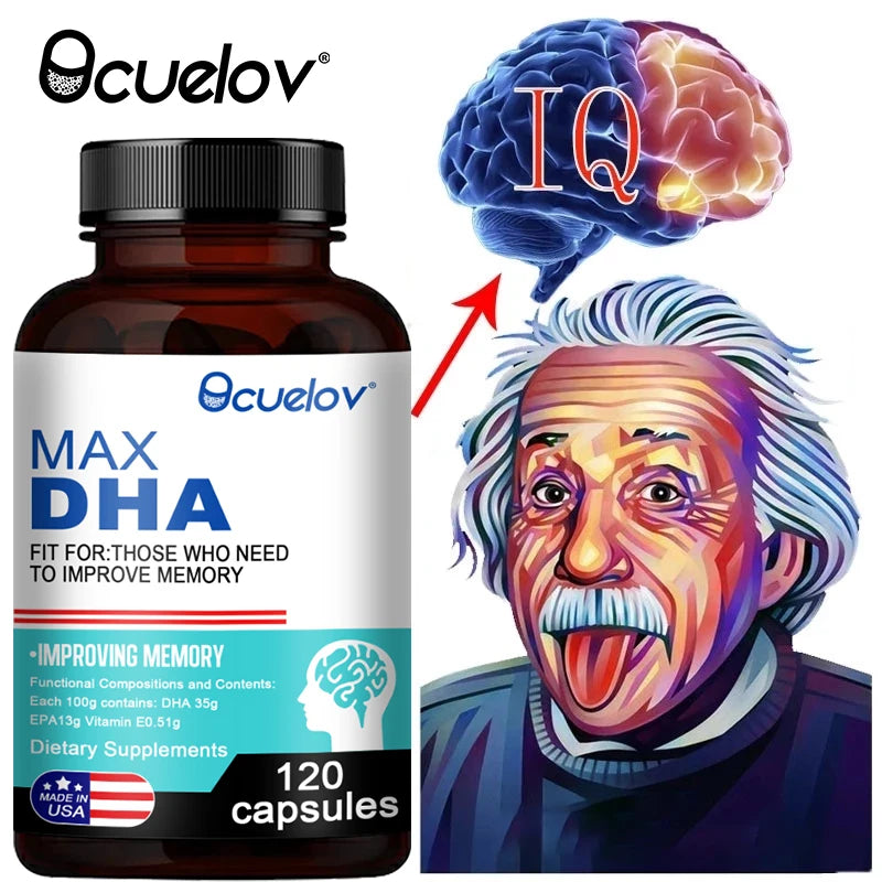 Bcuelov MAX DHA-améliorer la mémoire, protéger la vue, l'intelligence, active les cellules cérébrales, améliore la fatigue cérébrale, complément alimentaire