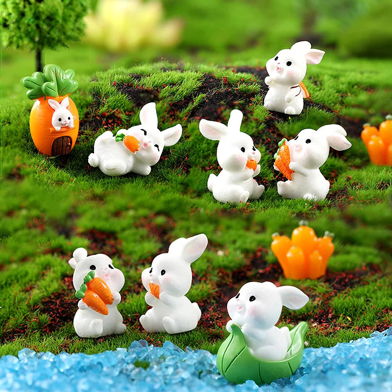 Figurine de lapin de pâques de noël, bricolage, paysage, maison, Kawaii, décor de chambre Miniature, accessoires de décoration de jardin féerique, moderne, 2025