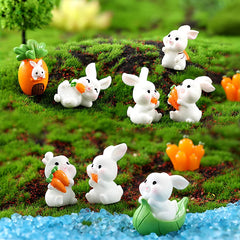 Figurine de lapin de pâques de noël, bricolage, paysage, maison, Kawaii, décor de chambre Miniature, accessoires de décoration de jardin féerique, moderne, 2025
