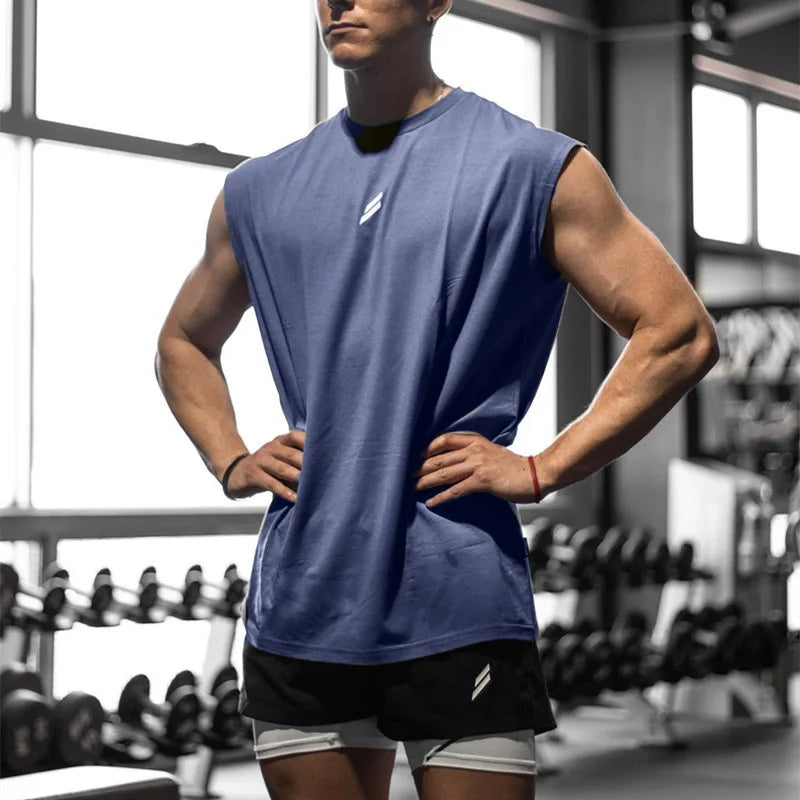 Camiseta deportiva sin mangas para hombre, chaleco de secado rápido, transpirable, ample, pour entraînement, Verano