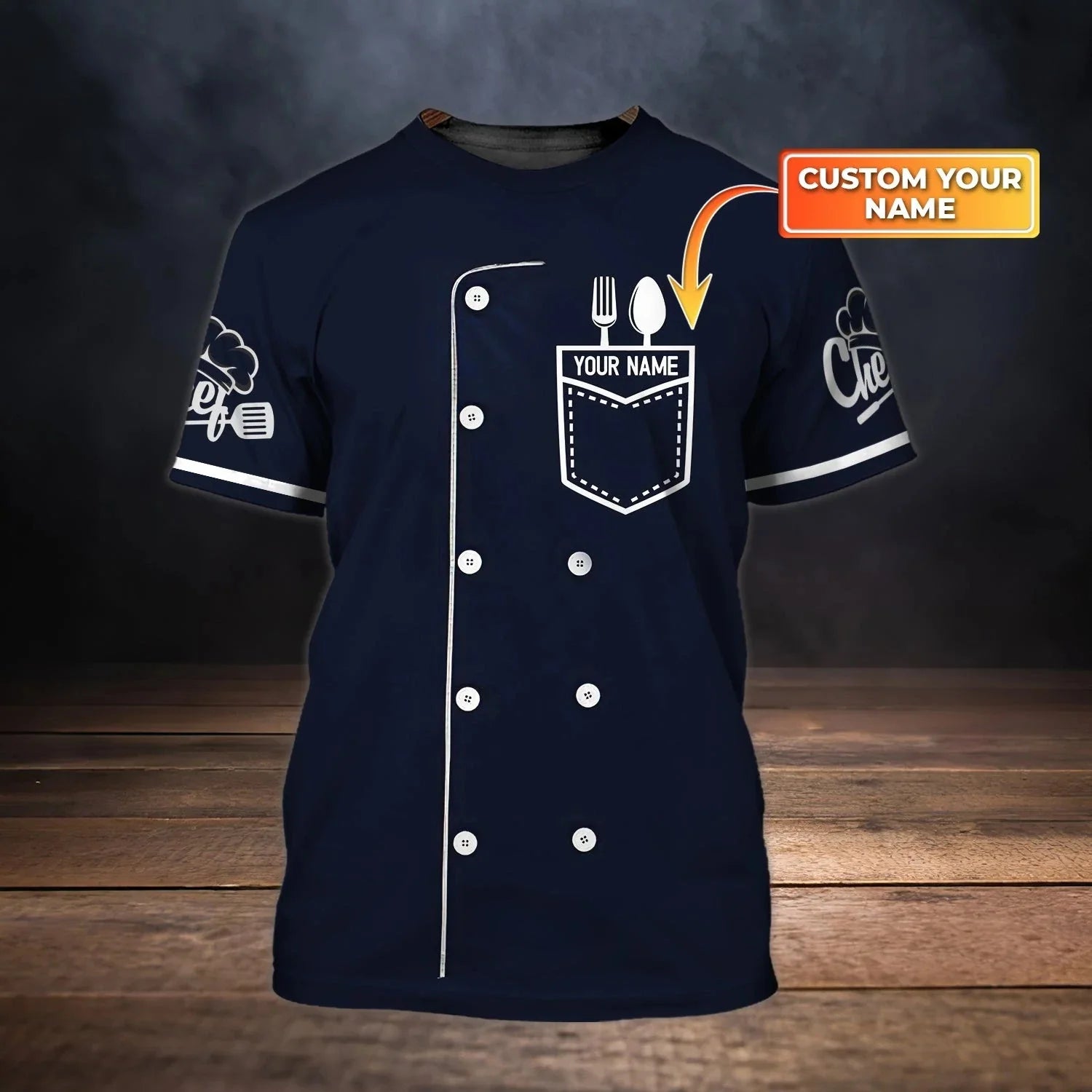 Uniforme de travail de chef pour hommes, T-shirt avec nom personnalisé, impression 3D, décontracté, 2023, séchage rapide et respirant, grande taille