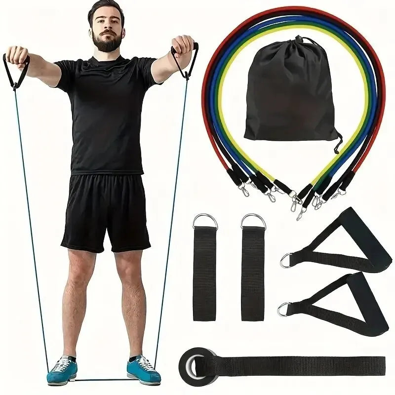 11 pièces/ensemble corde de traction, bandes de résistance, équipement de Fitness Portable, sangle de cheville, extenseur de poitrine, bande d'exercice élastique
