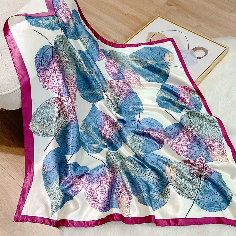 2025 Design marque foulard foulard châle enveloppes imprimer soie Satin écharpe carré femmes musulman Hijab élégant bandeau Bandana