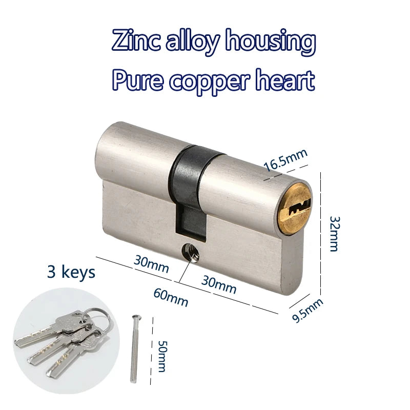 Serrure intelligente, cylindre de casier, porte cylindrique avec clé principale, serrure de porte d'entrée intérieure 60mm 70mm 80mm, clé me personnalisée