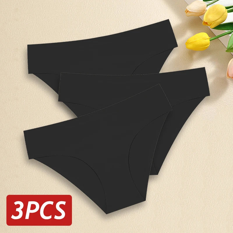 3 pièces/ensemble femmes culottes Sexy sans couture sans Trace sous-vêtements taille basse slips 9 couleurs unies respirant intimes Lingerie Ultra mince