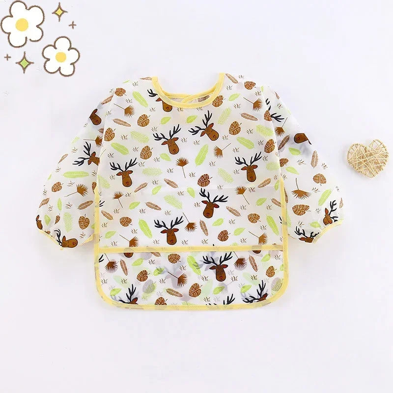 Bavoir de dessin animé en Silicone pour bébé de 0 à 6 ans, bavoirs doux, vêtements mignons pour tout-petits, sans BPA, tablier imperméable à manches longues