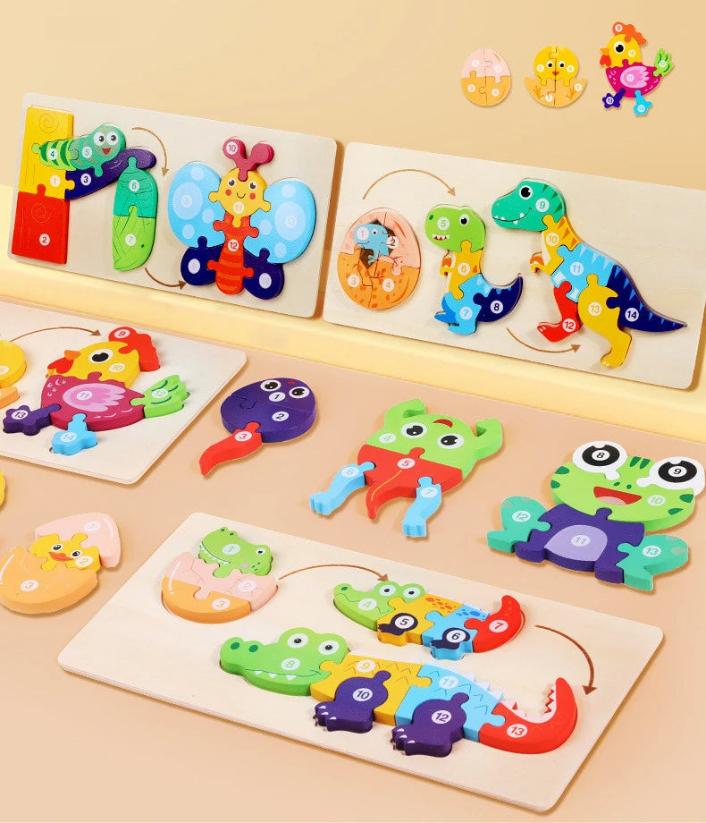 Jouet bébé en bois Puzzle 3D jouets cycle de vie puzzle dessin animé Puzzle pour enfants bébé éducation précoce Intelligence pour les enfants