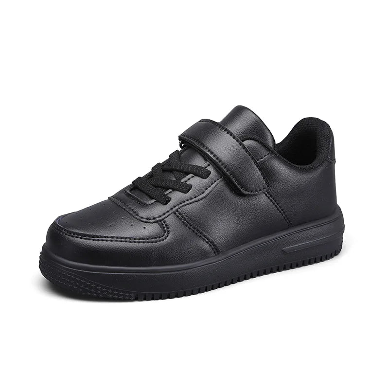 Chaussures noires pour enfants, baskets de sport en cuir pour garçons de 6 à 12 ans, décontractées, de Tennis, nouvelle collection 2024